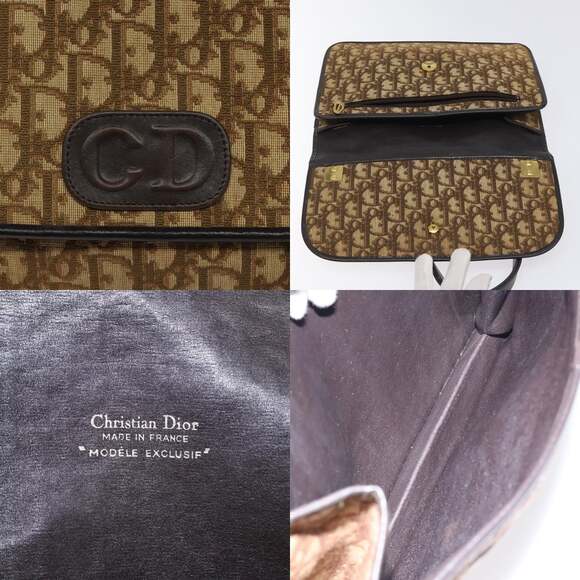 DIOR Trotter Canvas Shoulder Bag Brown Gold - Picture 11 of 12